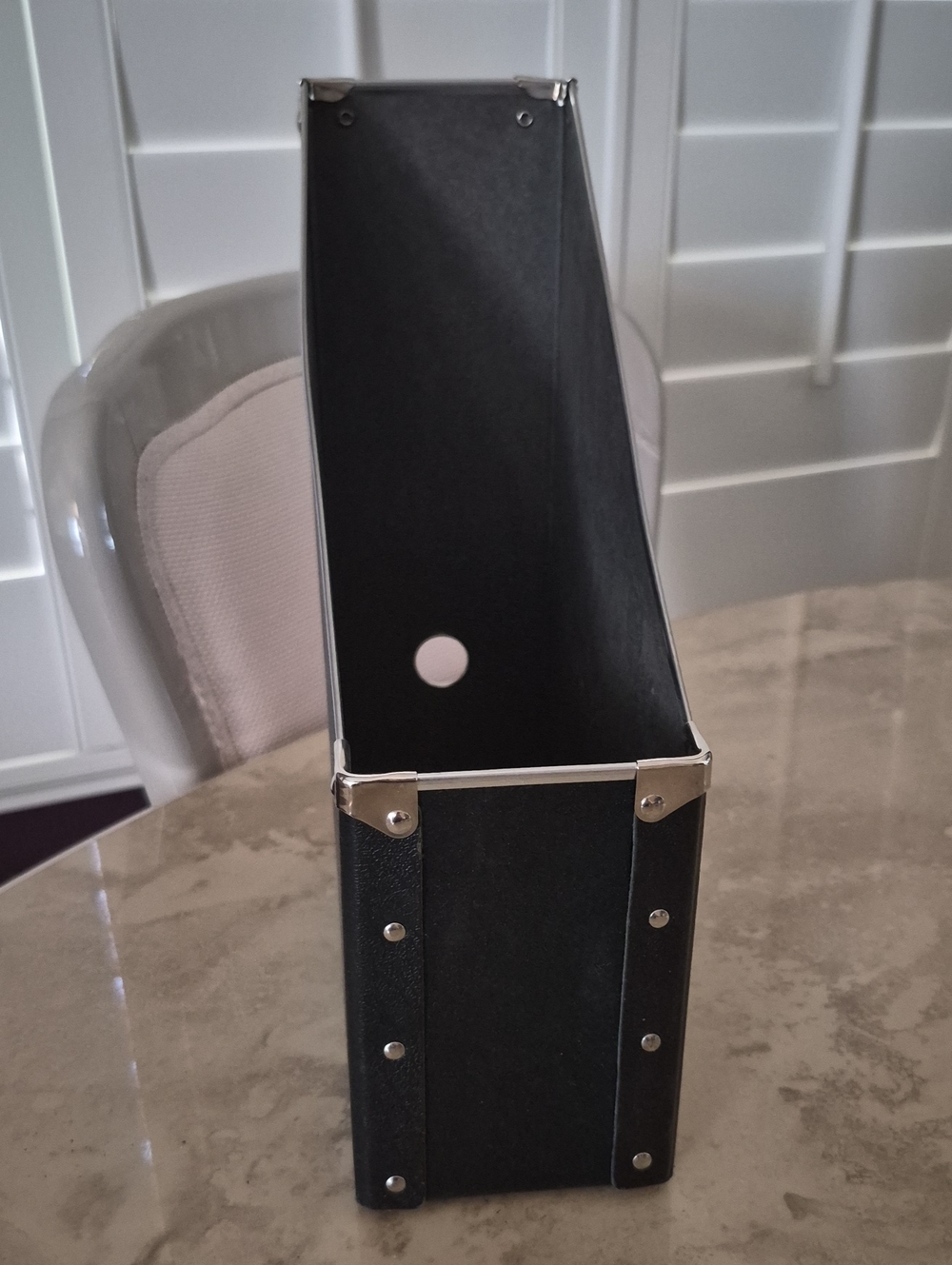 Black Magazine File Holder with Metal Reinforced Corners